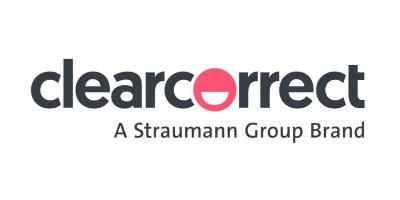 Logotipo da ClearCorrect, marca do grupo Straumann para ortodontia invisível na Ferdinand Odontologia, dentista na Tijuca